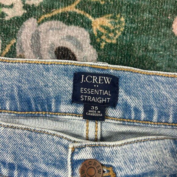 J. Crew Essential Straight Cropped Jeans Womens 35 Light Blue High Rise Raw Hem - Picture 12 of 16